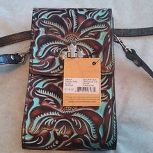 Load image into Gallery viewer, Patricia Nash P815133 Tooled Turquoise Leather Canicella Crossbody Purse…
