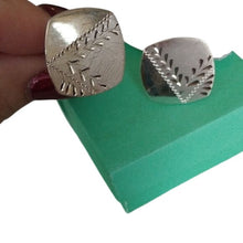 Load image into Gallery viewer, Silver tone Etched Square Cuff Links
