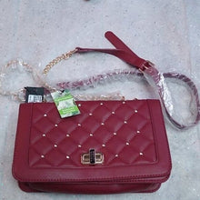 Load image into Gallery viewer, Badgely Mishka Crossbody Bag Purse with Studs, Wine
