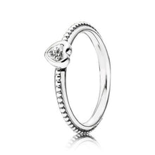 Load image into Gallery viewer, Pandora Sterling Silver One Love Stackable Heart Ring w/Clear Zirconia -190896cz
