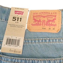 Load image into Gallery viewer, Levi's Big Boys 511 Slim Stretch Denim Blue Jeans, Dallas, 16 Regular 28x28
