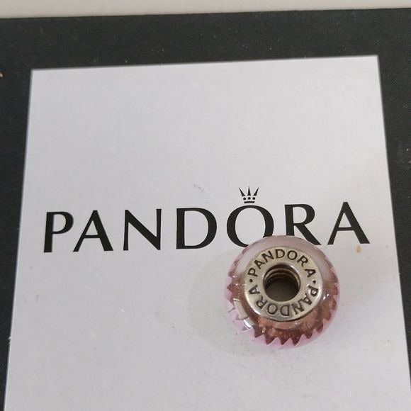 Pandora Retired Pink Murano Glass Sterling Silver Zig-Zag Bead - 790620