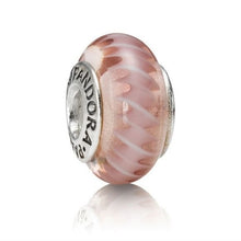 Load image into Gallery viewer, Pandora Retired Pink Murano Glass Sterling Silver Zig-Zag Bead - 790620
