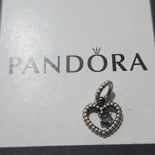 Load image into Gallery viewer, Pandora Sterling Silver Sky Blue Beaded December Heart Dangle Charm 798854c07
