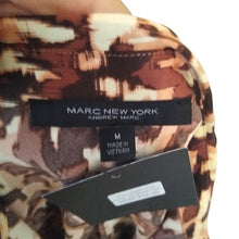Load image into Gallery viewer, Women's Andrew Marc Camo Blouse, Wine/Peach/Off White, Size Medium NWT
