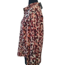 Load image into Gallery viewer, Women's Andrew Marc Camo Blouse, Wine/Peach/Off White, Size Medium NWT
