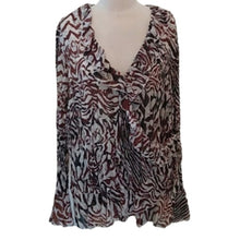Load image into Gallery viewer, Elementz Animal Print Ruffle Blouse, Browns/Ivory, Size 3X
