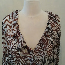 Load image into Gallery viewer, Elementz Animal Print Ruffle Blouse, Browns/Ivory, Size 3X
