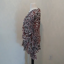 Load image into Gallery viewer, Elementz Animal Print Ruffle Blouse, Browns/Ivory, Size 3X
