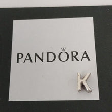 Load image into Gallery viewer, Pandora Sterling Silver Open Letter K Alphabet Charm with Heart Pattern - 797465
