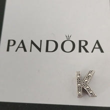 Load image into Gallery viewer, Pandora Sterling Silver Open Letter K Alphabet Charm with Heart Pattern - 797465
