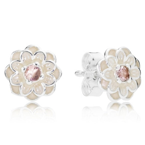 Pandora Sterling Silver Blooming Dahlia Flower Stud Earrings 290678nbp