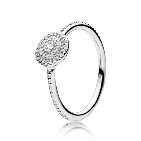 Pandora Sterling Silver Radiant Elegance Ring w/Clear Zirconia 190986CZ Size 52