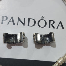 Load image into Gallery viewer, Pandora Sterling Silver 7.0 Starter Bracelet &amp; Set of 2 Starburst Clip Charms
