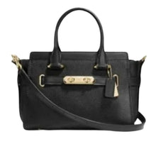 Load image into Gallery viewer, Coach 87295 Pebble Leather Swagger 27 Satchel Bag Purse, LI/Black
