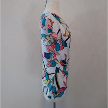 Load image into Gallery viewer, Women&#39;s Worthington Floral Draped S/S Career Blouse, White Multi, Size Small
