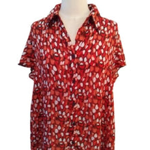 Load image into Gallery viewer, Sere Nade Button Down Red Confetti Career Blouse Top, Red Multi, Size 1X
