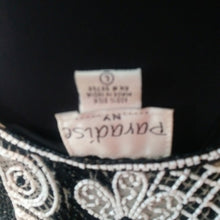 Load image into Gallery viewer, Paradise NY  Black/White  Beaded Silk Sleeveless Blouse Top, Size Large
