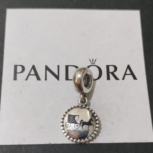 Pandora Sterling Silver Horse and Carriage Amish Country Dangle Charm 791169