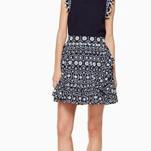 Load image into Gallery viewer, Kate Spade Eyelet Wrap Skirt Rich Navy/Fresh White, size 4
