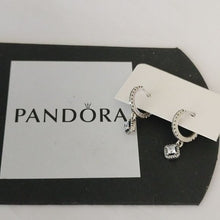 Load image into Gallery viewer, Pandora Sterling Silver Square Sparkle Hoop Earrings w/ CZ- 298503C01
