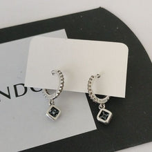 Load image into Gallery viewer, Pandora Sterling Silver Square Sparkle Hoop Earrings w/ CZ- 298503C01
