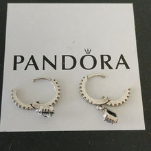 Load image into Gallery viewer, Pandora Sterling Silver Square Sparkle Hoop Earrings w/ CZ- 298503C01
