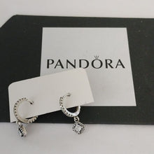 Load image into Gallery viewer, Pandora Sterling Silver Square Sparkle Hoop Earrings w/ CZ- 298503C01
