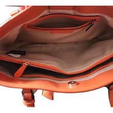 Load image into Gallery viewer, Dana Buchman Vibrant Orange Bella Tote with OOAK Kitty Cat Artwork
