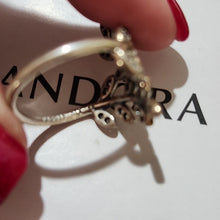 Load image into Gallery viewer, Pandora Sterling Silver Sparkling Leaves Statement Ring w/ CZ 190921CZS Size 8.5

