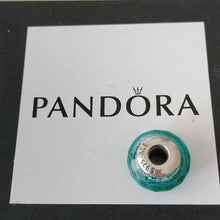 Load image into Gallery viewer, Pandora Retired Sterling Silver Teal Shimmer Faceted Murano Glass Charm - 791655
