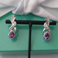 Load image into Gallery viewer, Stunning Sterling Silver+ Amethyst, Opal + Diamond Earrings
