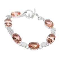 Load image into Gallery viewer, Morganite + Sterling Silver Chain Toggle Bracelet, up to 8"
