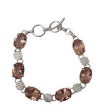 Load image into Gallery viewer, Morganite + Sterling Silver Chain Toggle Bracelet, up to 8"
