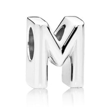 Load image into Gallery viewer, Pandora Sterling Silver Open Letter M Alphabet Charm with Heart Pattern - 797467
