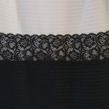 Load image into Gallery viewer, London Style Nights Lacy Mid Color Block Dress, Ivory + Black, Size 10
