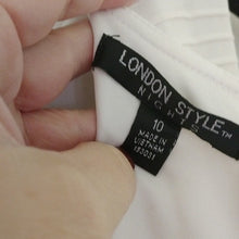 Load image into Gallery viewer, London Style Nights Lacy Mid Color Block Dress, Ivory + Black, Size 10
