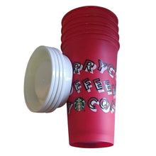 Load image into Gallery viewer, Starbucks Red Holiday Cup &amp; Lid, set of 4
