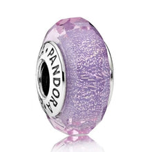 Load image into Gallery viewer, Pandora Sterling Silver Purple Shimmer Faceted Murano Glass Charm - 791651
