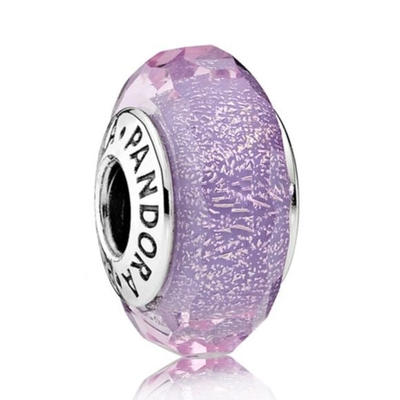 Pandora Sterling Silver Purple Shimmer Faceted Murano Glass Charm - 791651