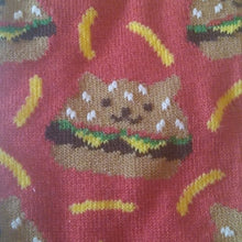 Load image into Gallery viewer, Men's Hamburger Cat Socks, size 6-12
