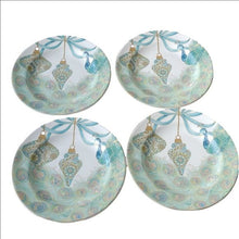 Load image into Gallery viewer, 222 Fifth Lakshmi Holiday Peacock Appetizer Plates, Set of 4
