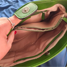 Load image into Gallery viewer, Dana Buchman Green Bella Tote with OOAK Peacock Bird Artwork
