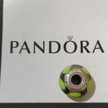 Load image into Gallery viewer, Pandora Retired Aqua and Green Swirl Murano Glass Bead - 790673
