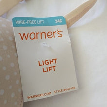 Load image into Gallery viewer, Warner's Wirefree Light Lift Bra, Nude w/ White Dots 34C
