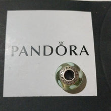 Load image into Gallery viewer, Pandora Retired Green Swirl Murano Sterling Silver Glass Bead - 790672
