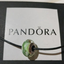 Load image into Gallery viewer, Pandora Retired Green Swirl Murano Sterling Silver Glass Bead - 790672
