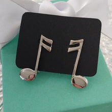 Load image into Gallery viewer, Vintage Sterling Silver Music Note Earrings with Screw back closures

