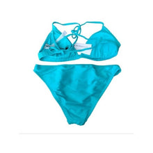Load image into Gallery viewer, BCBGeneration Banded Tri Top + Hipster Bikini Bottom Set, Aqua, Medium
