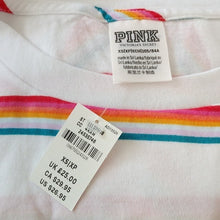Load image into Gallery viewer, Junior's PINK Victoria's Secret Striped Ring Tee Shirt, Size XS
